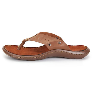 Mens plage d'été vachette pantoufles confortables flip flops chaussons de cuir